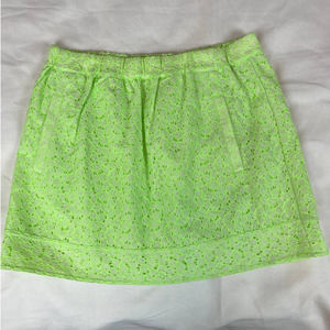 J. CREW Green Floral Eyelet Lace Mini Skirt Size M